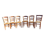 6 Old Straw Chairs