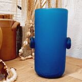 Vase pate de verre bleu