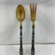 Old salad servers in filled silver and horn