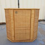 Rattan corner cupboard 1970