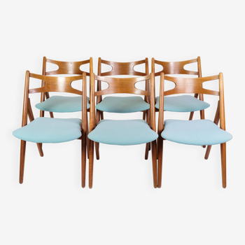 Ensemble de 6 chaises de salle à manger modèle CH29P de Hans J. Wegner réalisées par Carl Hansen & Søn des années 1950