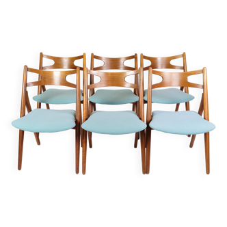 Ensemble de 6 chaises de salle à manger modèle CH29P de Hans J. Wegner réalisées par Carl Hansen & Søn des années 1950