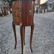 Oval bedside table in Louis XV style with marquetry.