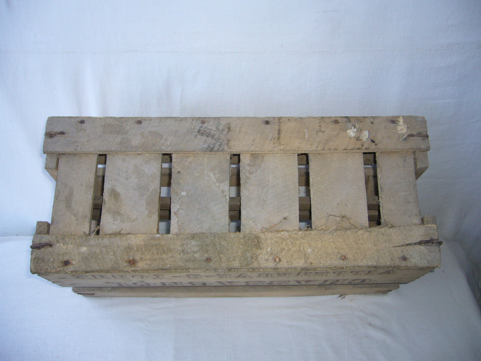 Old wooden crate for milk bottles