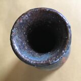 Small glazed sandstone vase leaf patterns unknown signature