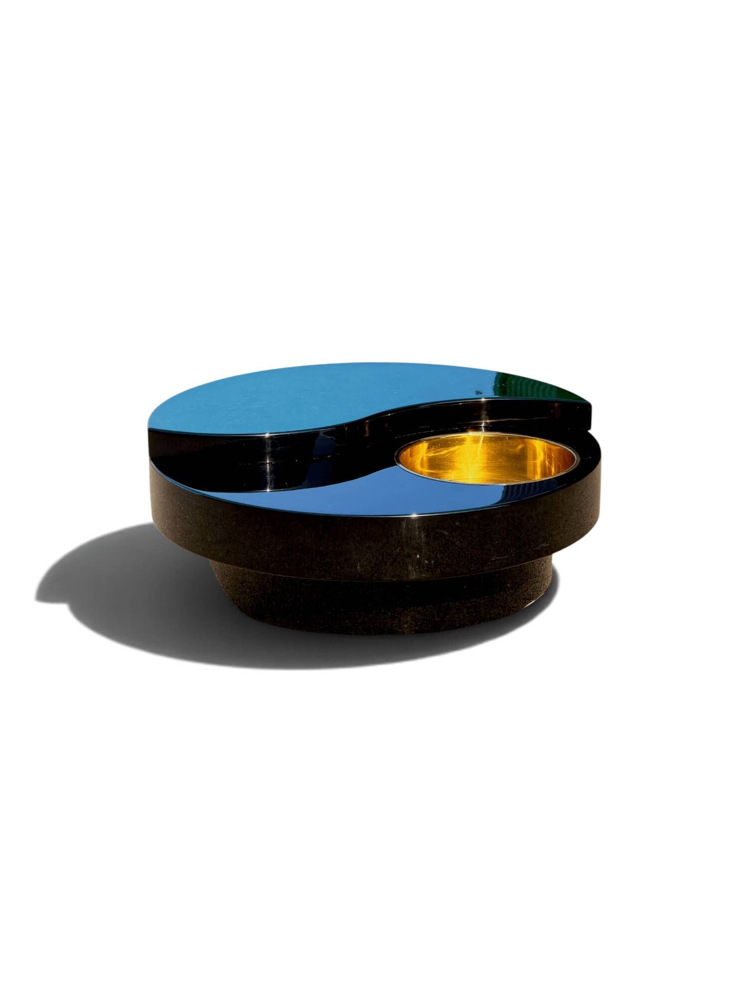 Rotating coffee table Yin Yang by Willy Rizzo, brass, 1970s