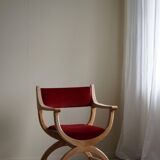 Henning Kjærnulf, Oak and velvet armchair, Model "Kurul", Mid-century, 1960s