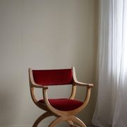 Henning Kjærnulf, Oak and velvet armchair, Model "Kurul", Mid-century, 1960s