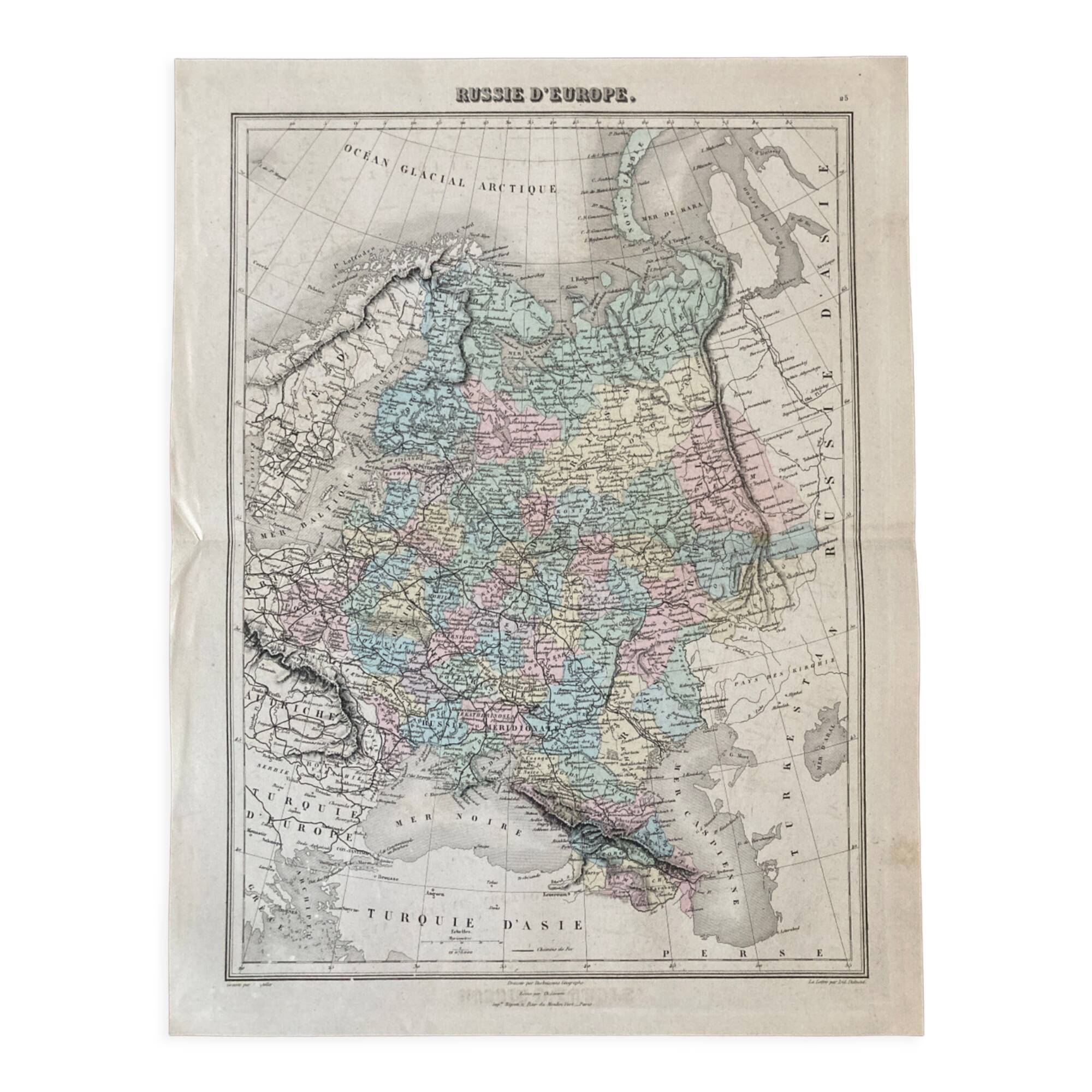 Carte ancienne géographie, Russie d'Europe