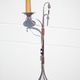 Wrought iron floor lamp Ryckaert JP, Wrought iron and leather floor lamp, living room lamp, 60's