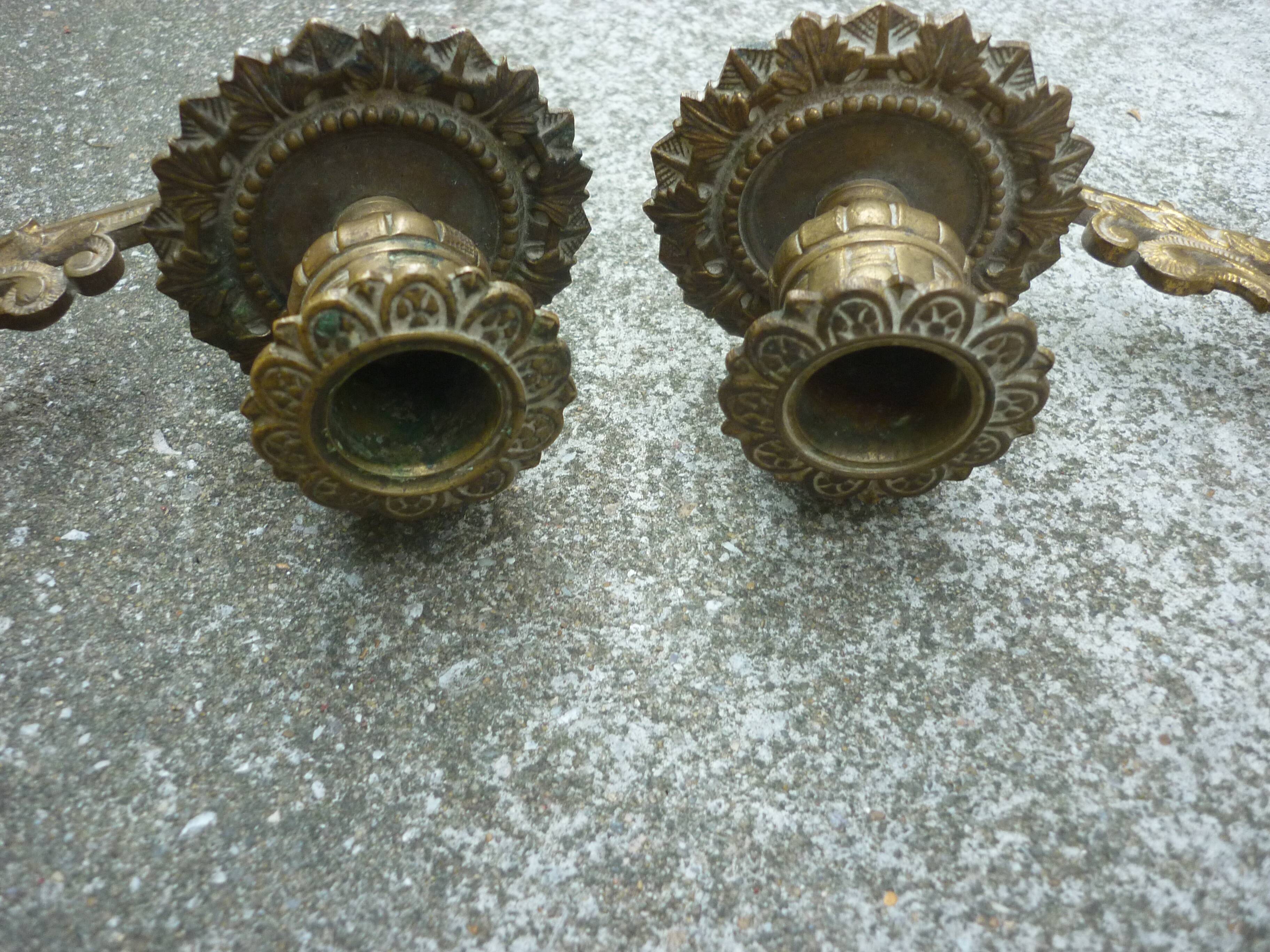 2 brass piano candlesticks