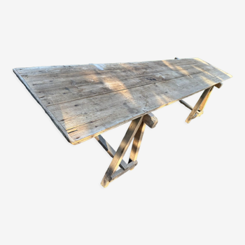 Table ferme guinguette et tréteaux bois
