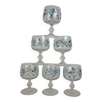 6 Vintage Arcopal Myosotis Veronica water glasses