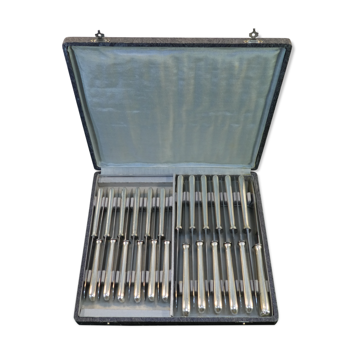 Box 24 knives boulenger in silver metal model suzy