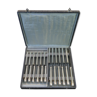 Box 24 knives boulenger in silver metal model suzy