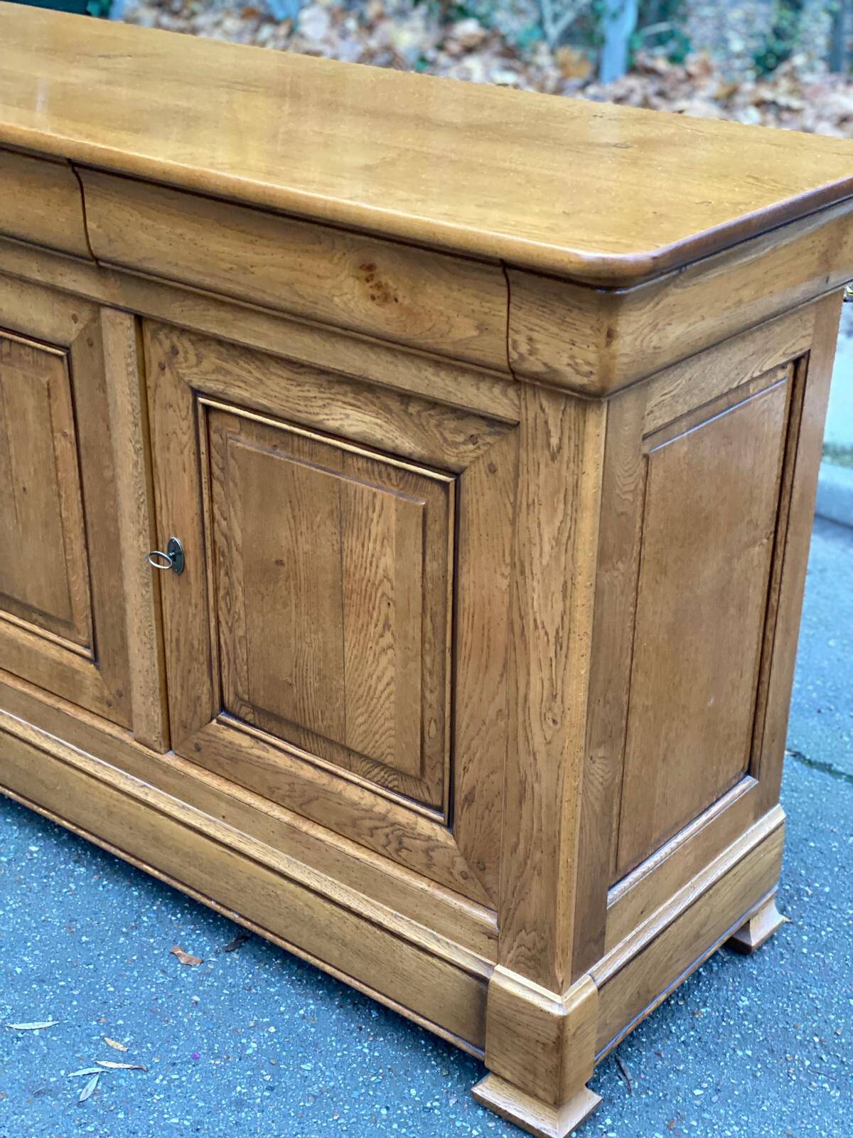 Buffet enfilade Louis Philippe en chêne massif du 20ème 186cm