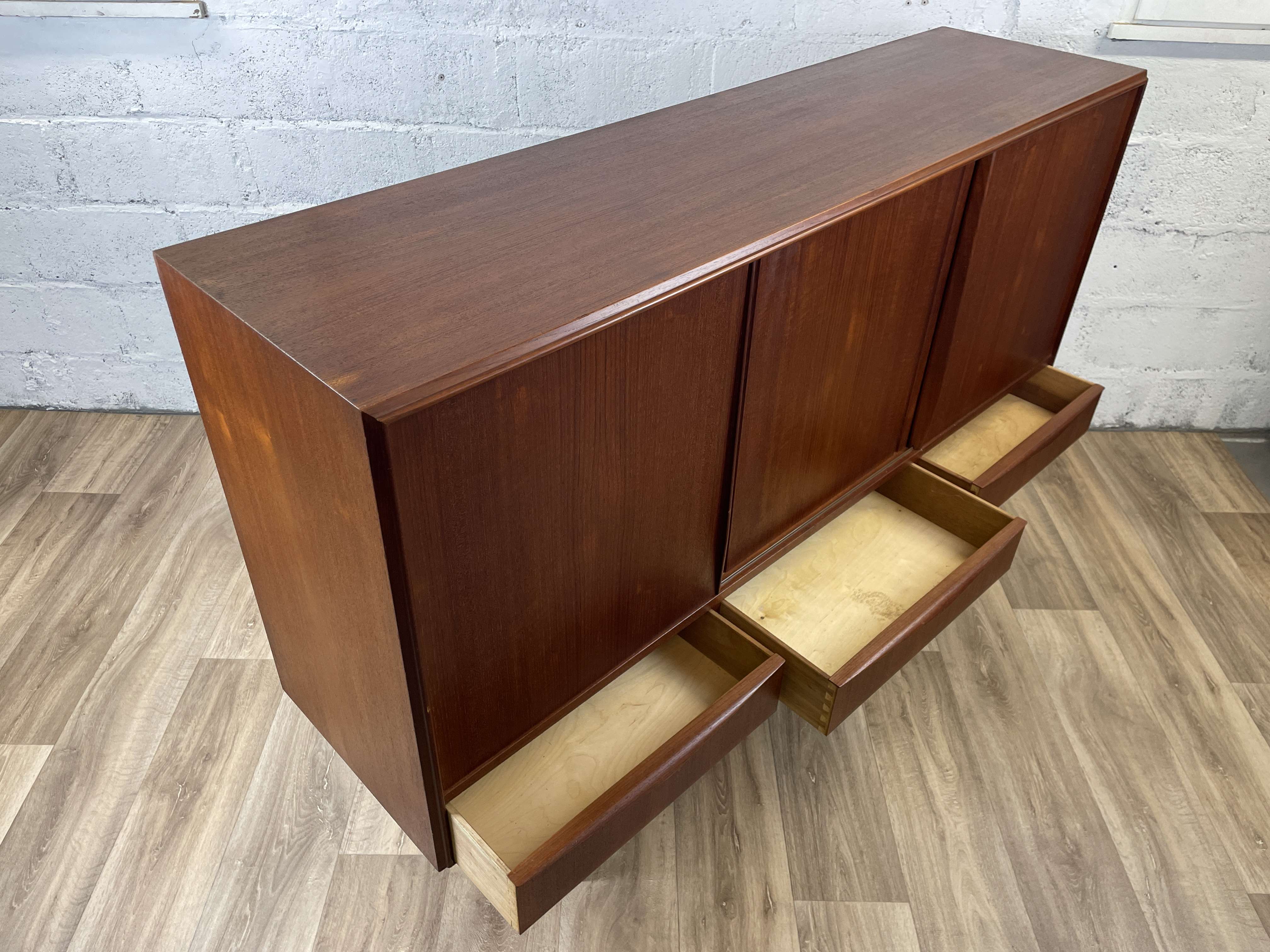 Vintage Scandinavian "highboard" teak sideboard by EW Bach for Sejling Skabe, 60s