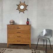 Commode à 4 tiroirs en chêne clair vintage des années 1950