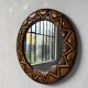 Round rattan mirror 1980