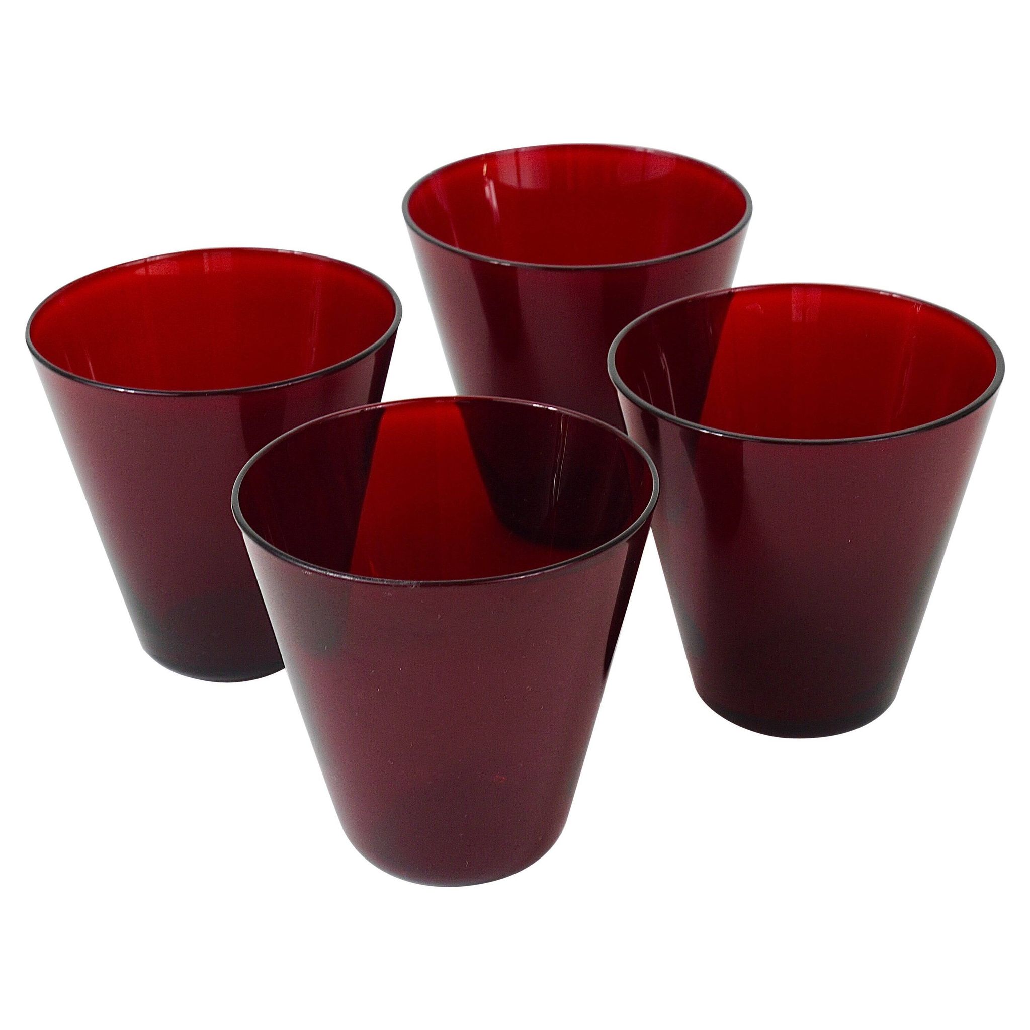 Four Kartio drinking glasses by Kaj Franck, mid-century style, from Nuutajärvi Nottsjö, Finland.