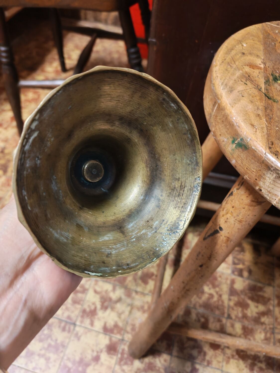 Set of three solid brass candle holders