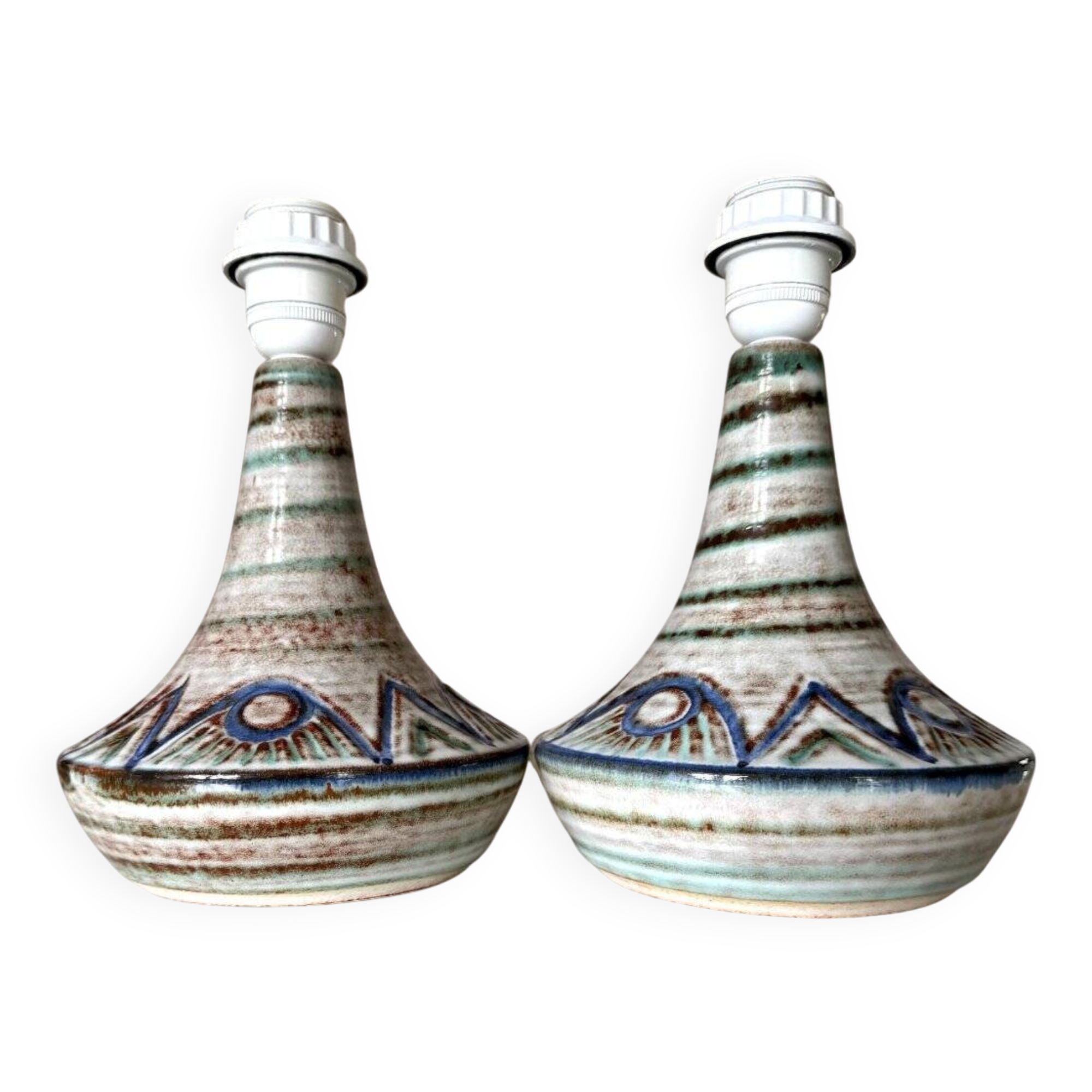 Mid-century stoneware table lamps from Søholm Stentøj, Denmark, 1960s, set of 2