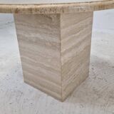 Italian Round Coffee or Side Table in Travertine, 1980s