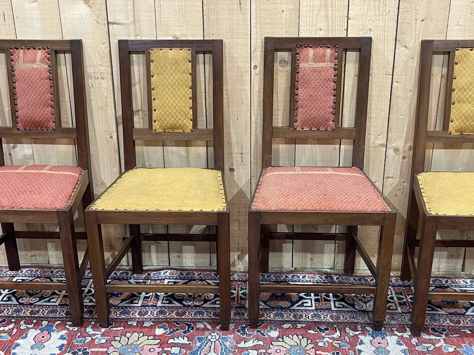 Series of 4 Art Deco mahogany chairs from the 1950s