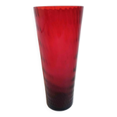 Vase verre rouge rubis effet nid d'abeille Années 50 Hauteur 35,3 cm