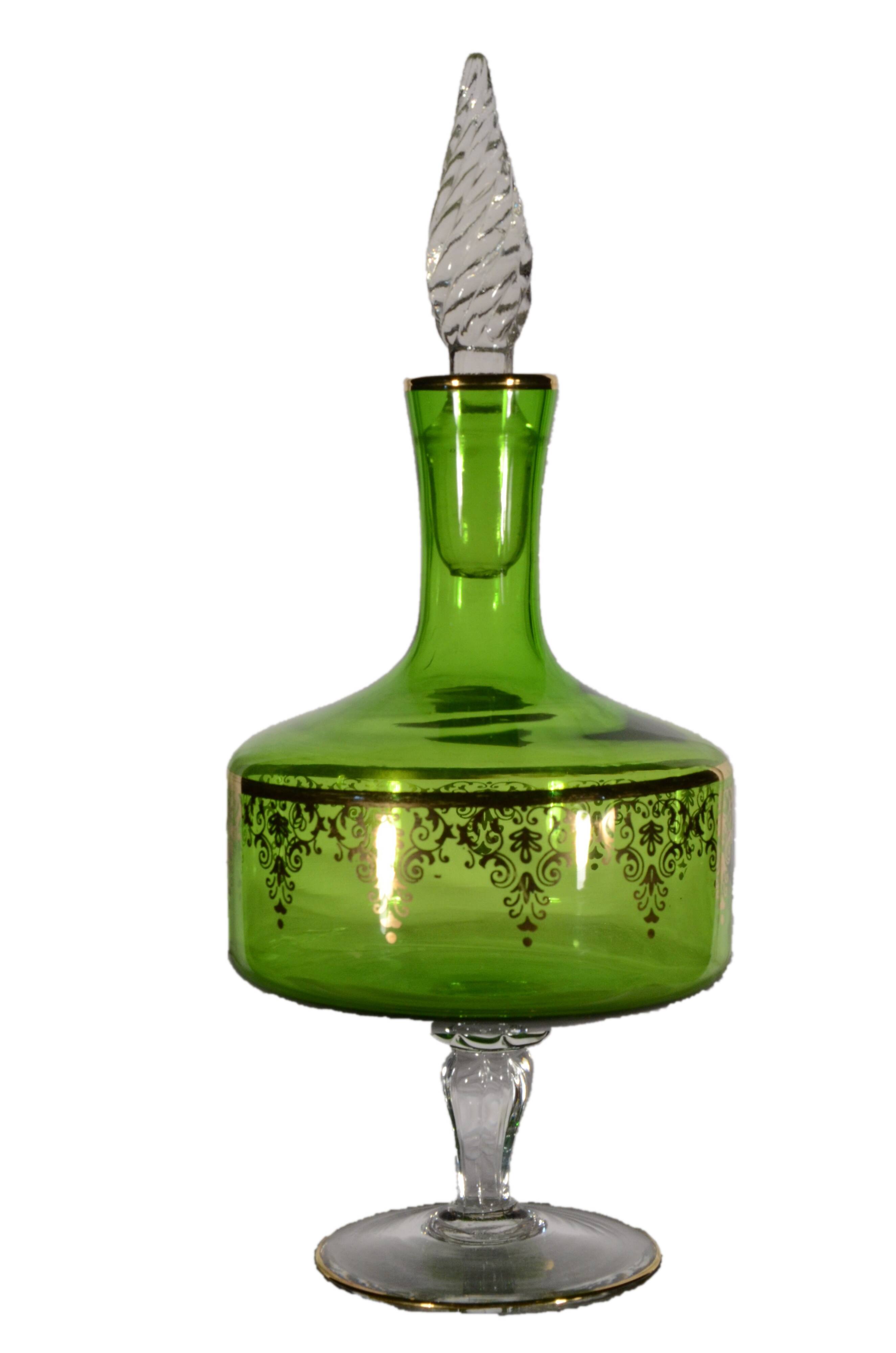 Green Italian carafe Artistiche crystal.