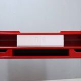 Vintage red lacquered writing desk Italian rustic design 1960s