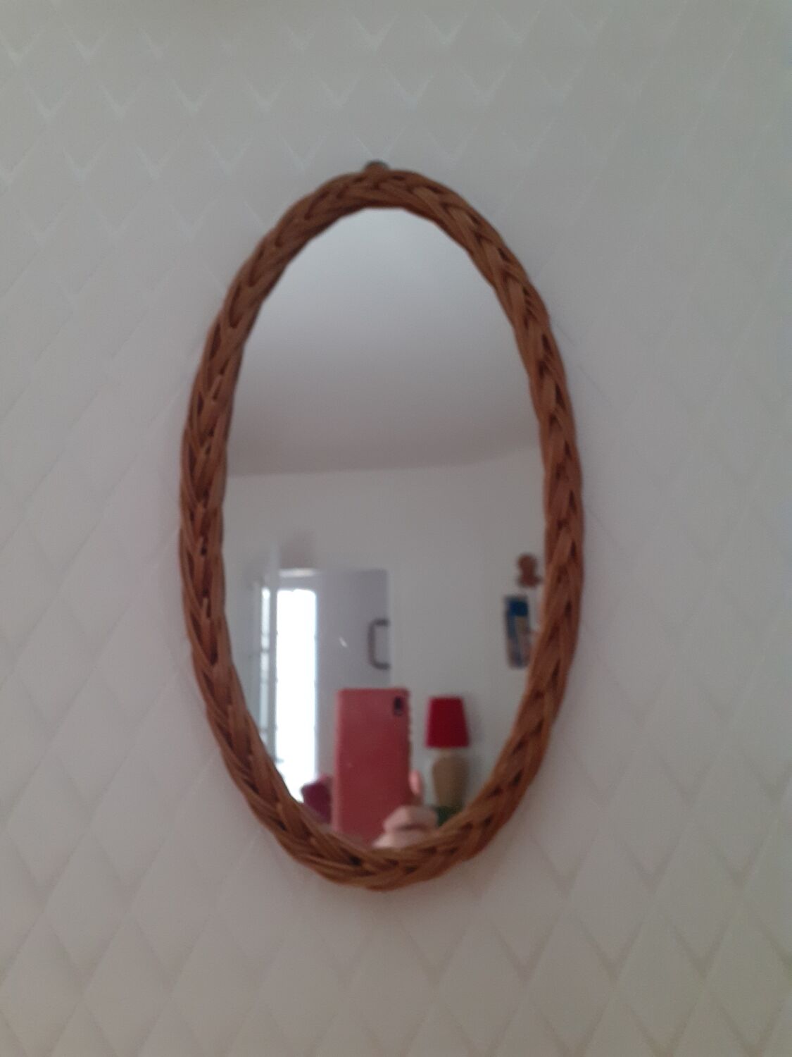 Oval wicker mirror 38 cm