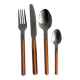 24 vintage stainless steel and orange plastic cutlery sets