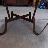 Table basse brutaliste acier et pierre