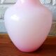 Light pink opaline vase, wavy swan neck.