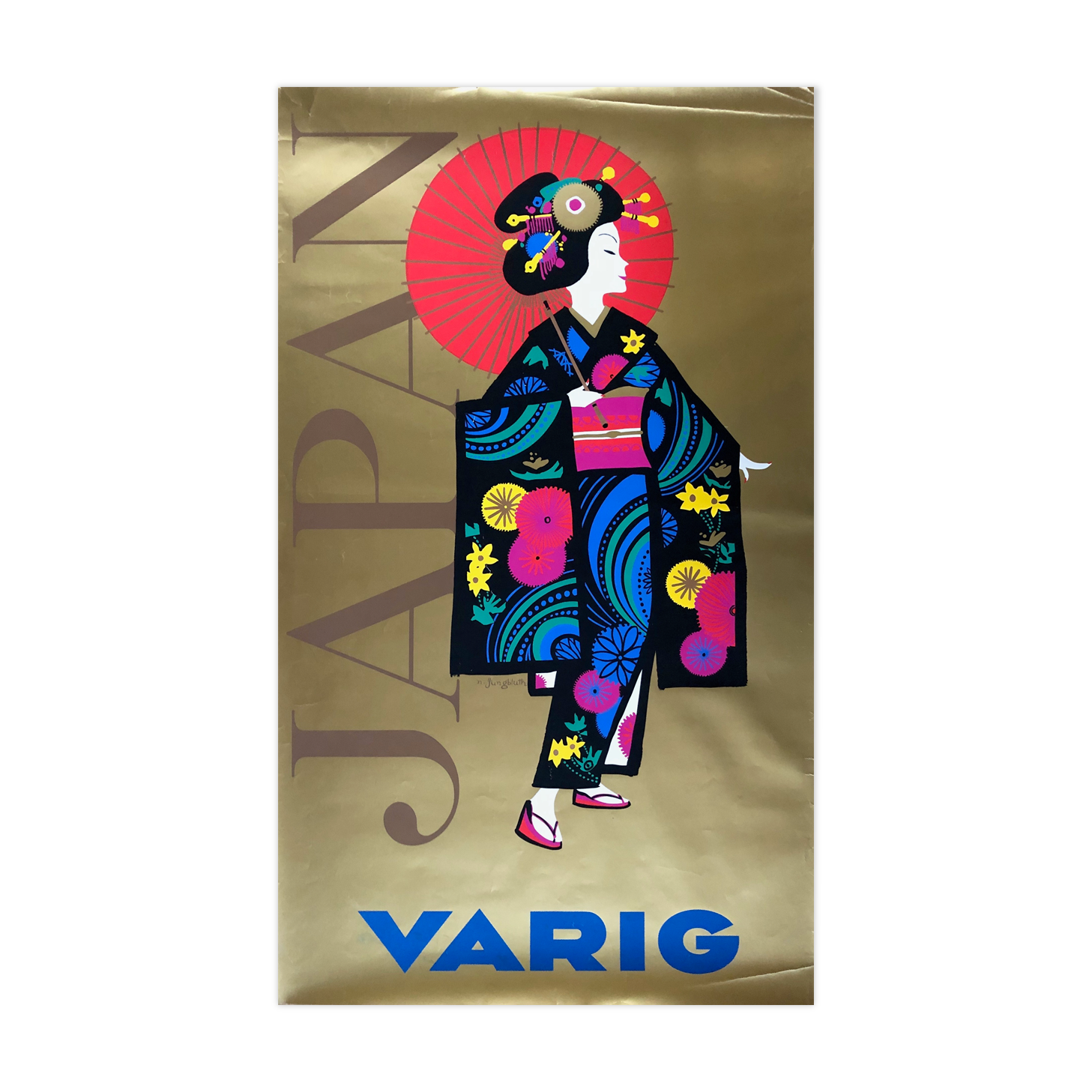 Old poster serigraphed by Jungbluth for Varig - Japan -