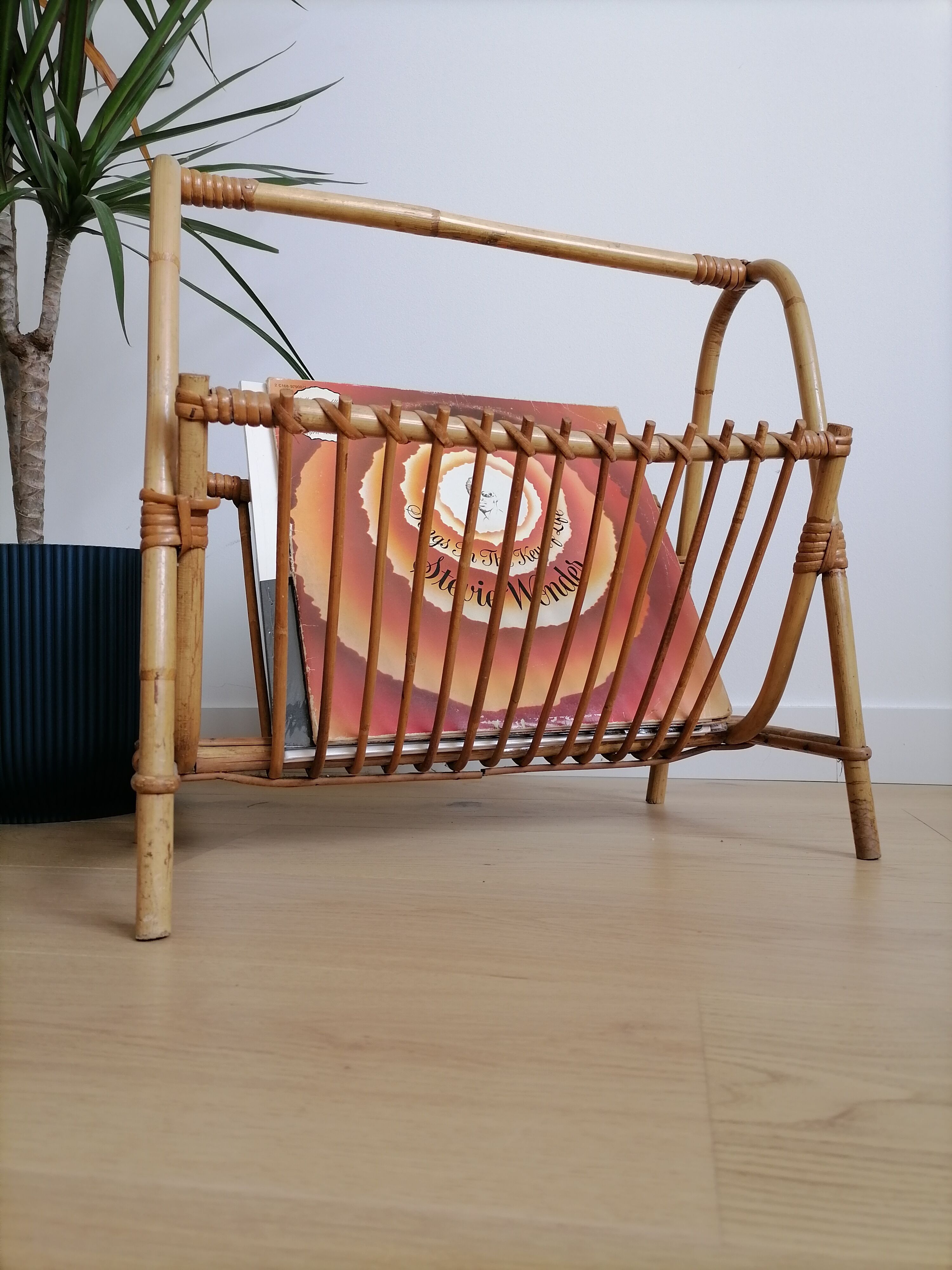 Rattan magazine holder