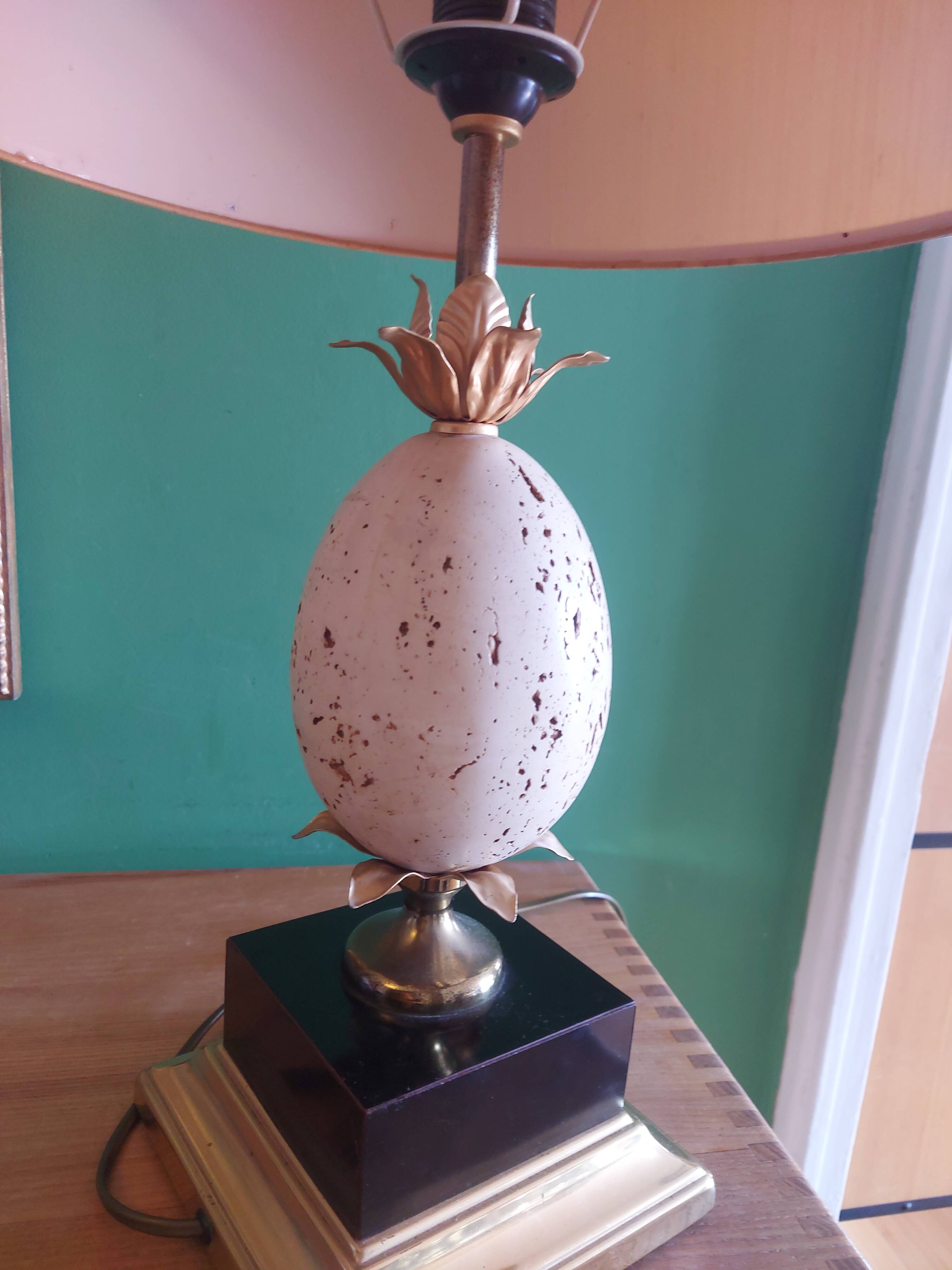 Ostrich egg lamp, Oxford model, Maison Barbier, 70'S
