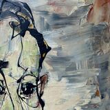 Painting Pierre Catton (1903) "Auguste à l'oiseau" HSP cf. B. Buffet + frame