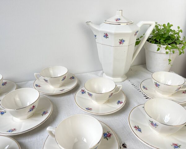 Service à thé vintage en porcelaine fleurie DIGOIN SARREGUEMINES