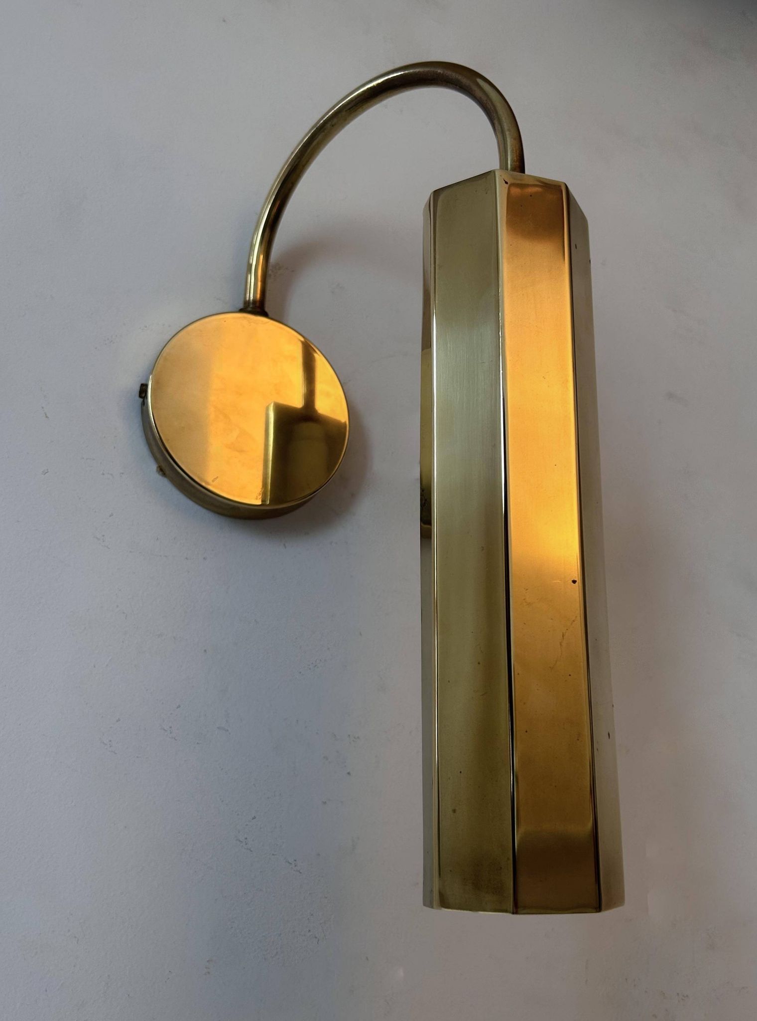 Pair of vintage adjustable wall lights, solid brass, France 1970