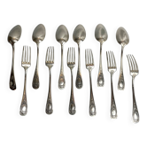 Tableware, six-piece silver-plated cutlery set by SFAM from the early 20th century.