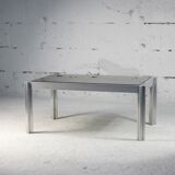International Furniture. Steel coffee table and smoked glass. Circa 1970