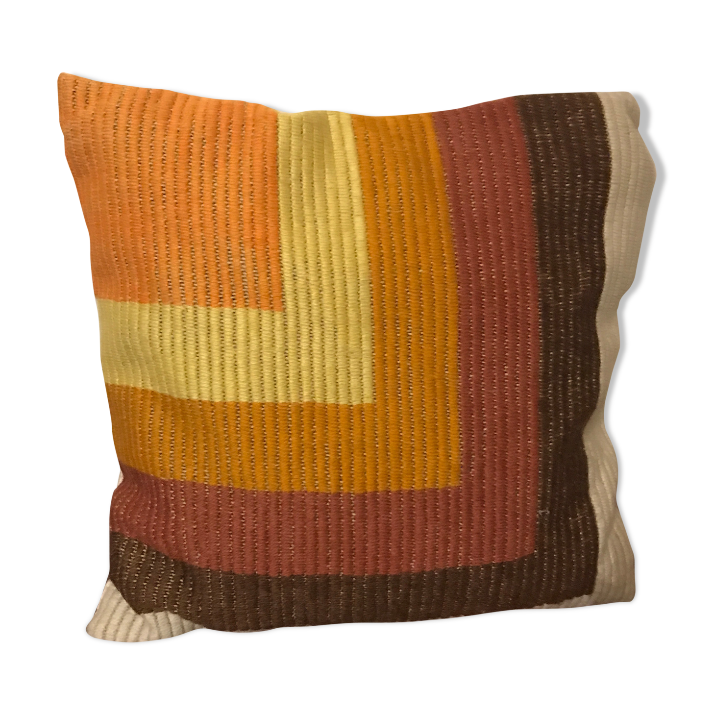 1970 vintage cushion orange yellow brown beige