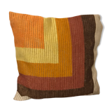 Coussin 1960 vintage orange jaune marron beige