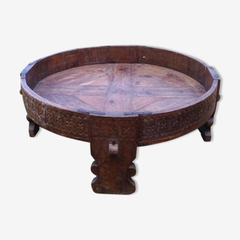 Table basse ronde de salon en teck