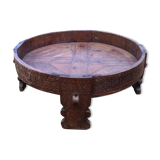Round living room teak coffee table