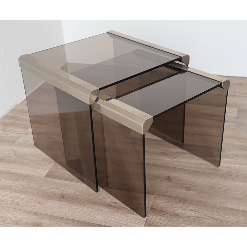 Set of 2 glass trundle tables by Gallotti and Radice 1970