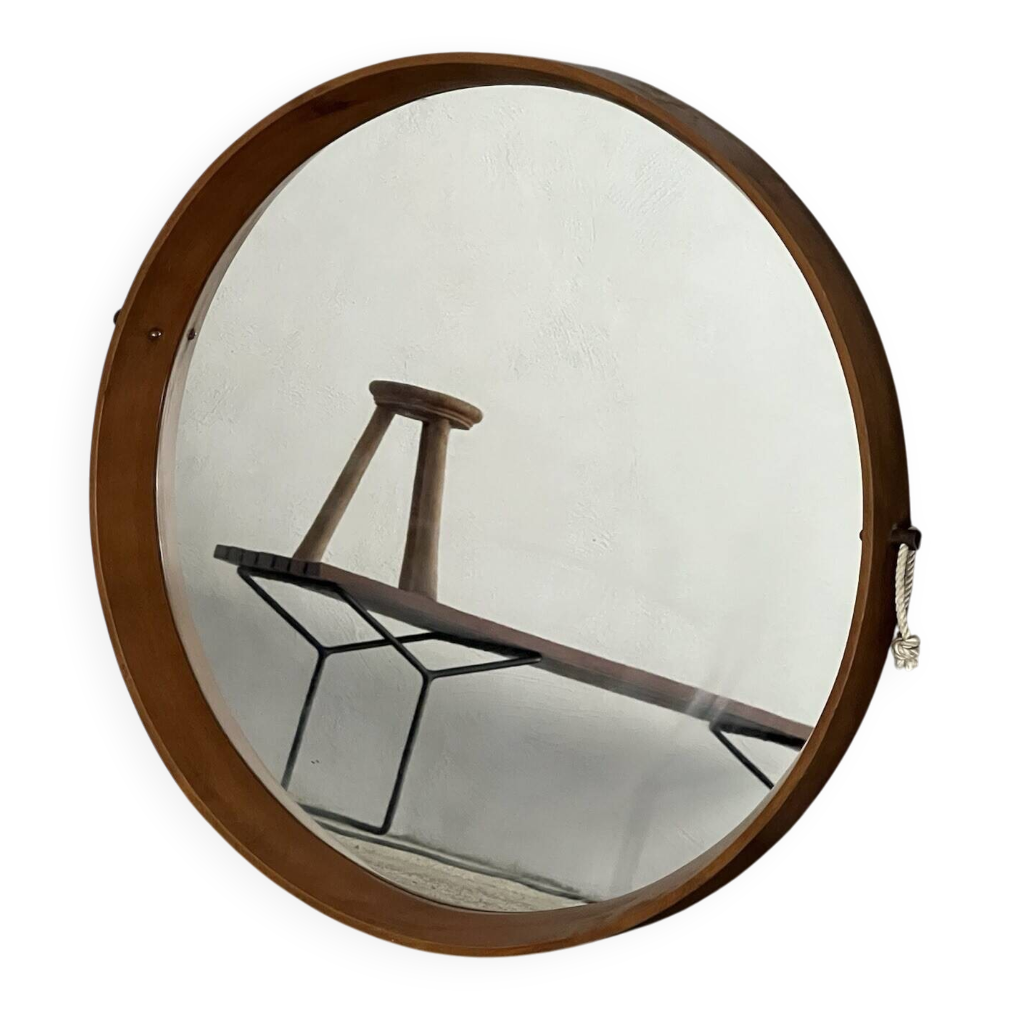 Miroir - Teck - Structure en bois avec laiton - Design italien vintage - Années 60