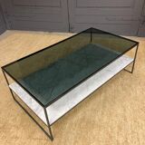 Table basse en marbre et en verre des années 1980